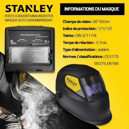 Poste souder inverter stanley 160a masque 11din Stanley STAR4000KIT