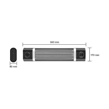 Chauffage infrarouge noir 2500 W pour 20m2 télécommandé
