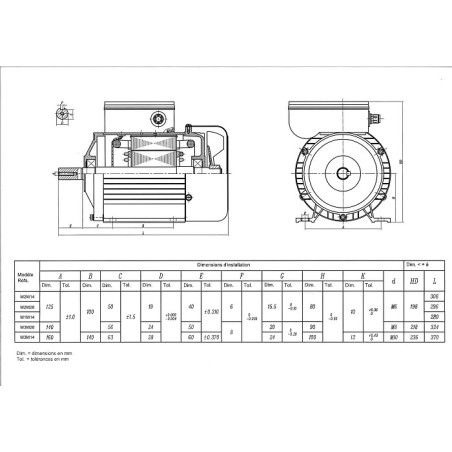 Moteur electrique 2 CV 230 V 1400 tr/m IP 44 axe 19 mm