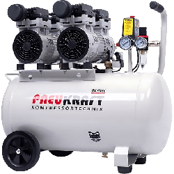 Compresseur d'air silencieux 50l 2cv double moteur, sans huile Pneukraft réf PAC050P1500SDD-EU compresseurs silencieux