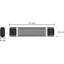 Chauffage infrarouge noir 2500 Watts 20m2 télécommandé 2