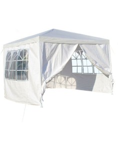 Pavillon tonnelle 3x3 mètres blanc pliant murs amovibles pas cher