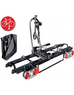 Porte velo 2 places pliable et basculant sur attelage acier noir