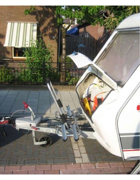 Porte velo pliable de fleche remorque et caravane pour 2 vélos