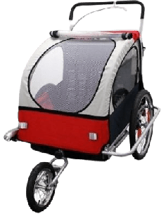 Poussette jogger avec Remorque vélo pour 2 enfants