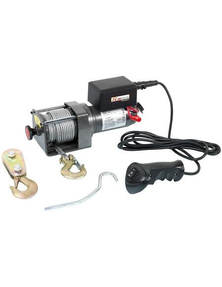 Treuil electrique a fixer 12 V Traction 1100 kg cable de 14 mètres