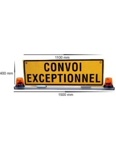 Barre de signalisation CONVOI EXCEPTIONNEL avec 2 gyrophares oranges
