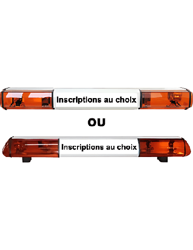 Rampe lumineuse avec partie centrale éclairée 1100 mm orange 24 V