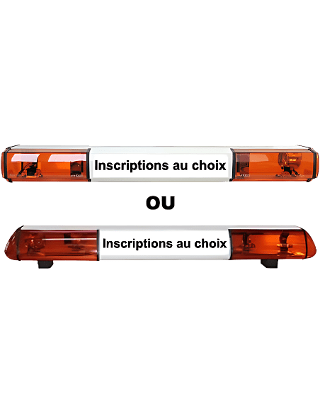 Rampe lumineuse avec partie centrale éclairée 1100 mm orange 24 V
