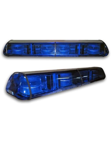 Rampe lumineuse toute bleue avec 4 feux double flash intégrés