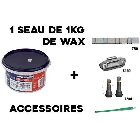 Set pneumaticien avec crème, valves, masses et tire valve