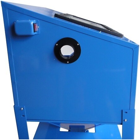 Cabine de sablage microbilleuse 220 Litres bleue pas chère trape côté