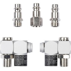 Lot de 5 raccords rapides pneumatiques 6,3 bar maxi dont 2 articulés