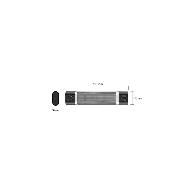 Chauffage infrarouge noir 1800 W 10m2 télécommande