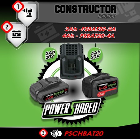 Chargeur rapide pour batterie 20v max marque Constructor PSCHBAT20