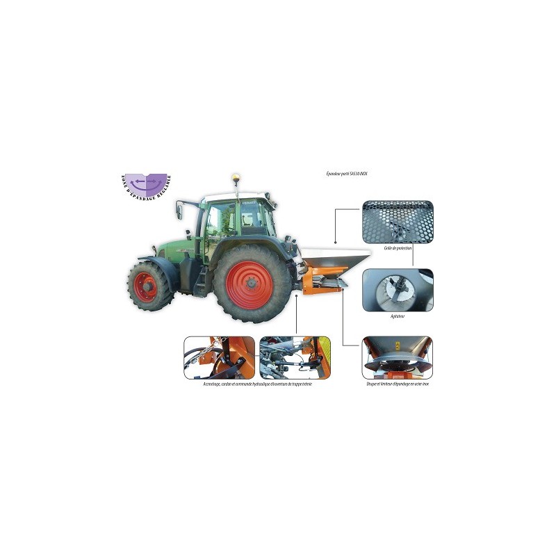 Epandeur à sel attelé par tracteur avec cuve de 665 Litres