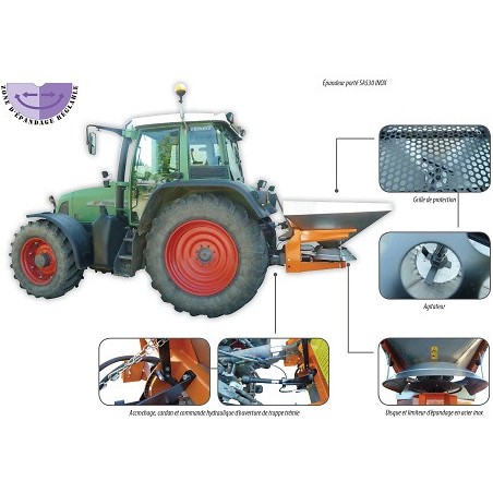 Epandeur à sel attelé par tracteur avec cuve de 665 Litres
