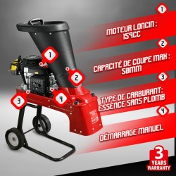Broyeur végétaux thermique essence 159cc Loncin 50mm Elem garden technic BVT50-159CC 2