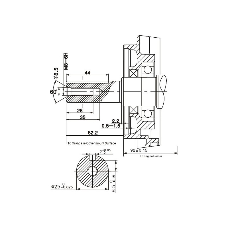 Moteur horizontal Loncin G270FD type A 270cc axe 25 x 62,2mm