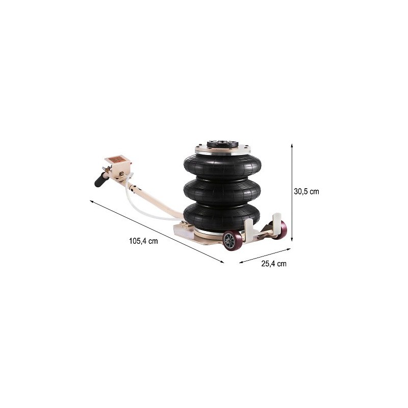 Cric pneumatique 3 boudins 3 tonnes pas cher hauteur 40cm