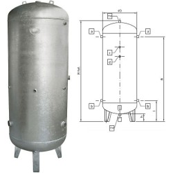 Cuve d'air galvanisée capacité 500 litres 11 bar
