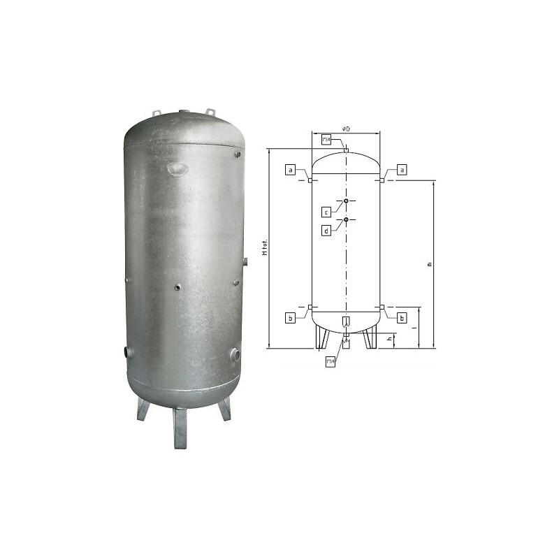 Cuve d'air galvanisée capacité 500 litres 11 bar