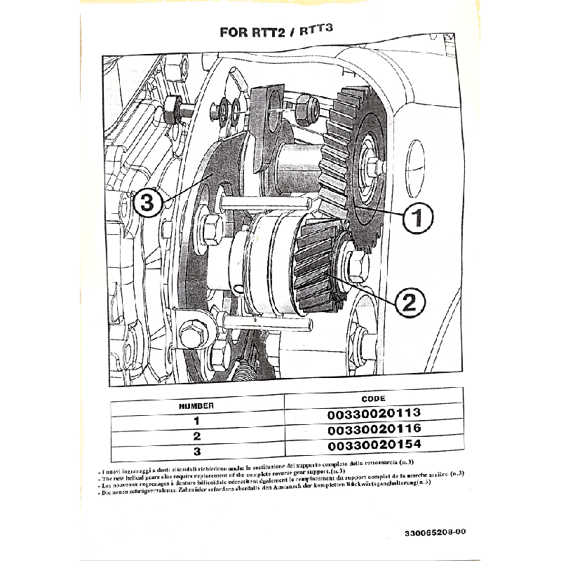 Engrenage pignon plastique rechange 330020160 roto RTT2 Eurosystems