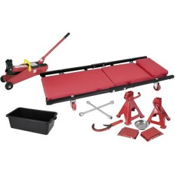 Kit de garagiste 8 pièces Avec cric rouleur 2 tonnes