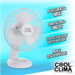 Ventilateur de table Cool Clima CCVT40W-301E de 40 W 2