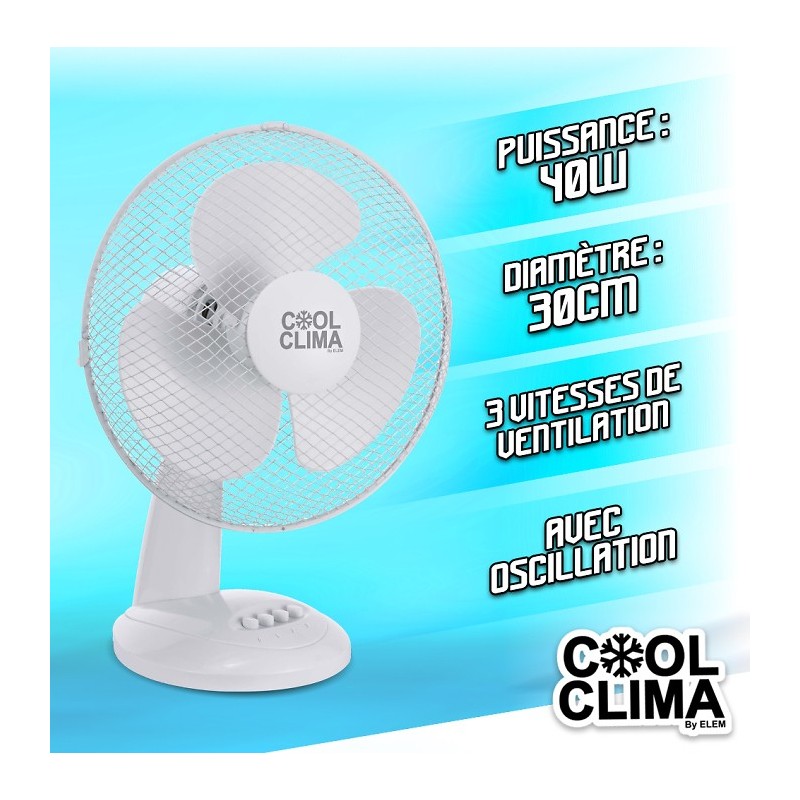 Ventilateur de table Cool Clima CCVT40W-301E de 40 W