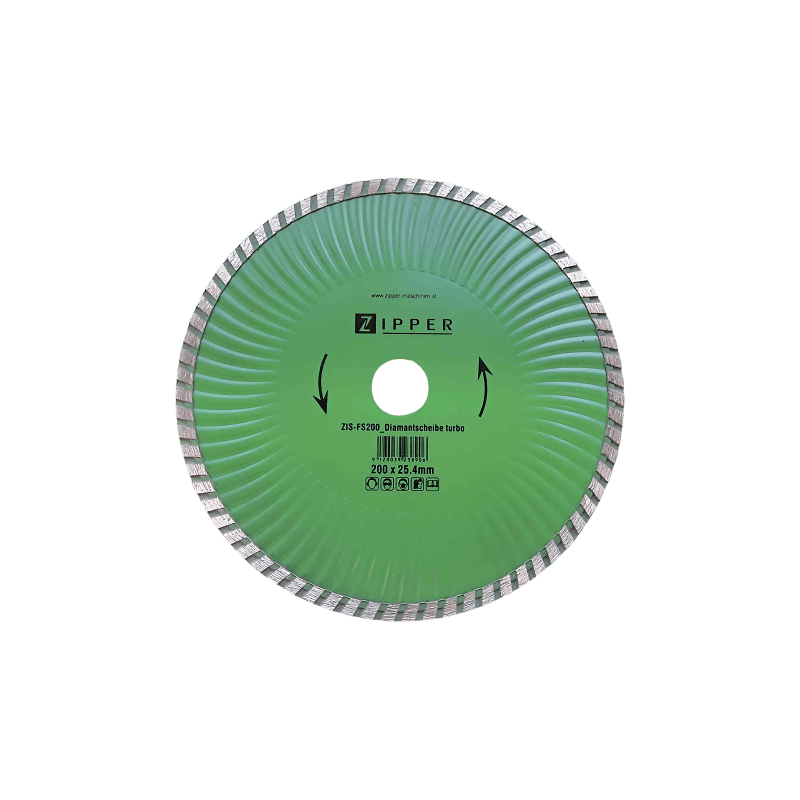 Turbo disque diamant 200x25,4mm fs200dst pour zipper zi-fs200 marque Zipper pièce FS200DST disques et lames en vente chez