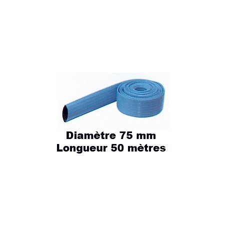 Tuyau de refoulement PVC pour motopompe longueur 50 mètres diam 75 mm.