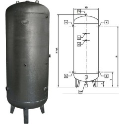 Réservoir d'air sans traitement capacité 725 litres 10,8 bar