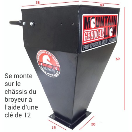 Trémie de rechange pour broyeur de végétaux thermique 15 CV