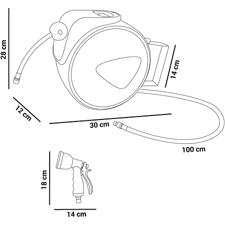 Dévidoir tuyau d'arrosage 10 mètres à enrouleur automatique marque 1010017